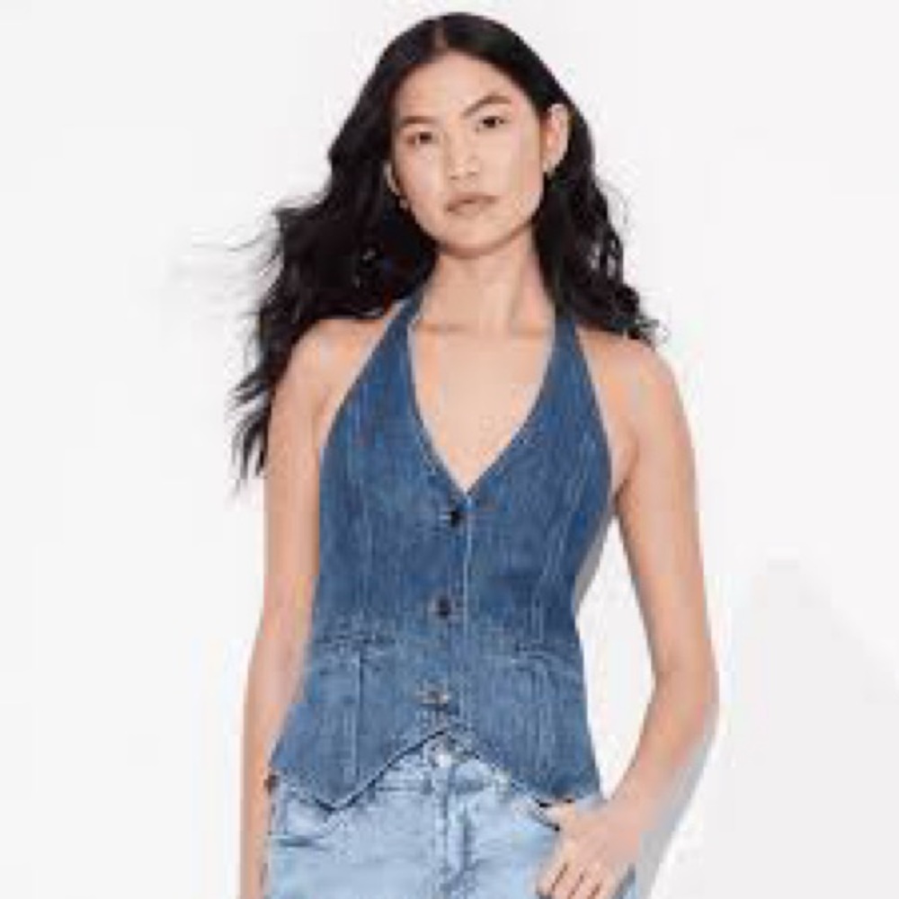 Target Blue Denim Halter Vest Tank Top